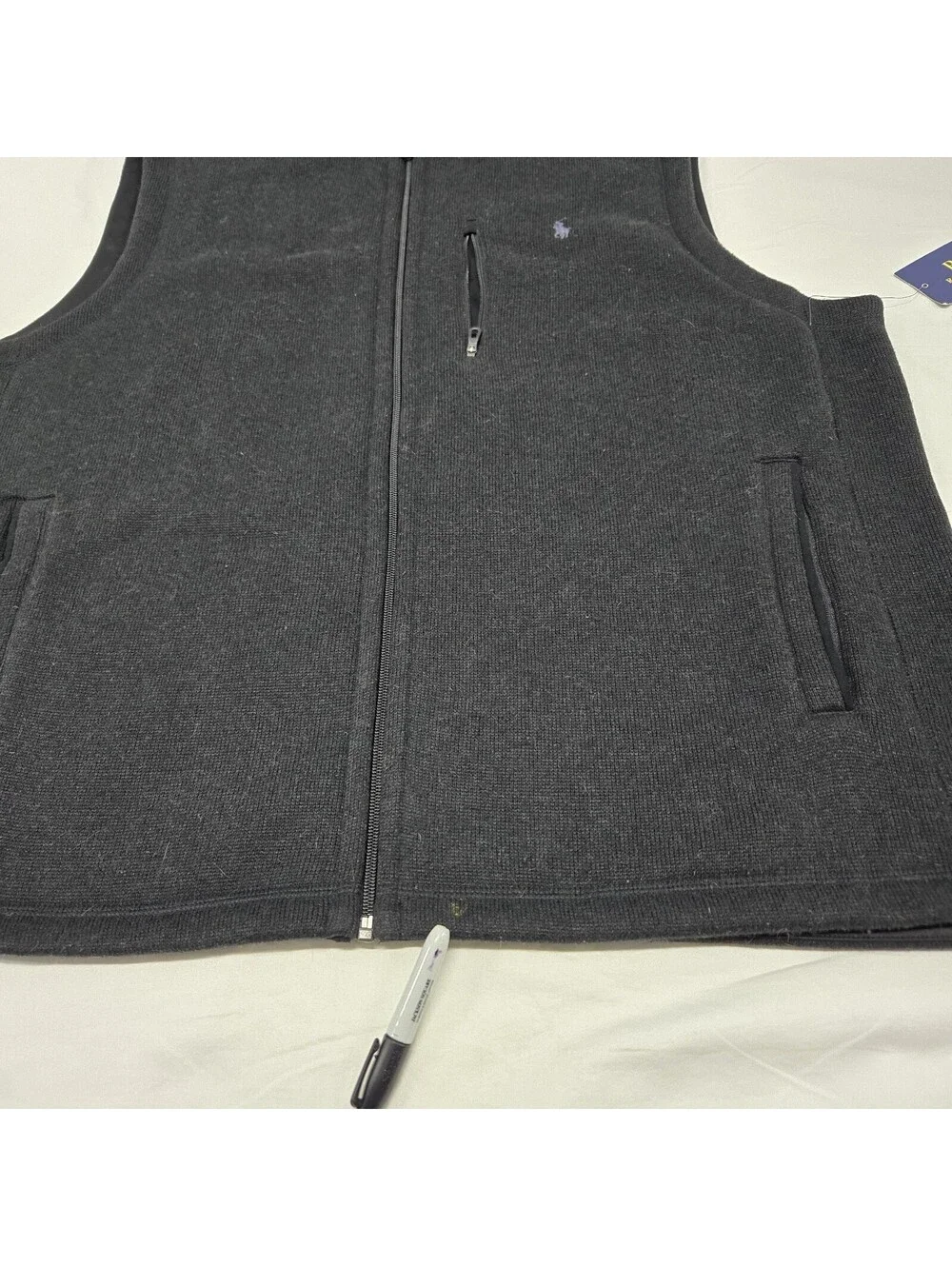 NWT Men's XXL Polo Ralph Lauren Grey Sweater Vest Full-Zip Performance Pockets